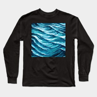 Hyperrealistic blue ocean waves Long Sleeve T-Shirt